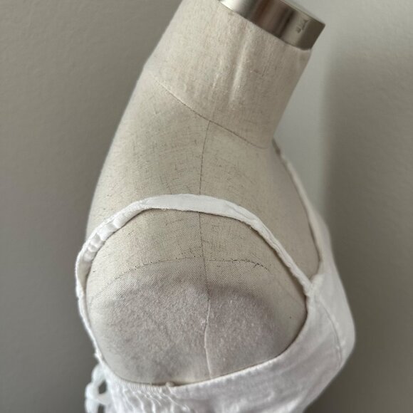 Modamalfi A Line Mini Dresses Scoop Neck Sleeveless Minimalist White Linen Sz S - Picture 7 of 10